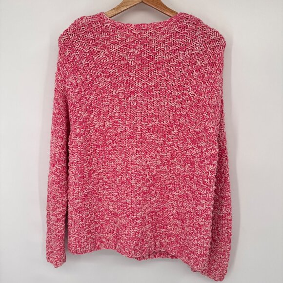 Talbots Womens Hand-Knit chunky Pink Cardigan Sweater size XL 100% Cotton - Picture 10 of 13